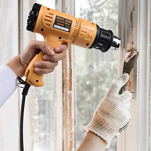 SEEKONE Heat Gun 1800W 122℉-1202℉（50℃- 650℃）Fast Heating Heavy Duty Hot Air Gun Kit Variable Temperature Control Overheat ...