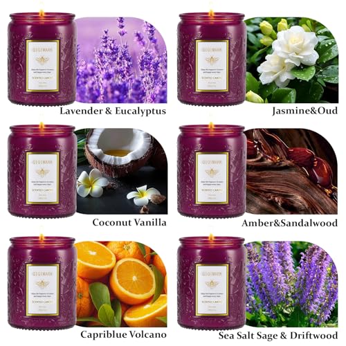 6 Pack Candles for Home Scented, Christmas Gifts Candle Set for Women, 42 oz 300 Soy Wax Long Lasting Candles Gift for Bir...