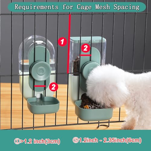 Lemtrflo Hanging Automatic Food and Water Dispenser, Gravity Rabbit Feeder Set, Cage Cat and Bunny Food Bowl (Cage Grid Sp...