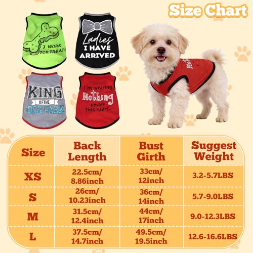 hoyuwak 4 Pieces Pet Shirts Funny Dog Printed Clothes Cool Breathable Puppy Sleeveless Vests Boy Dog Outfit for Summer