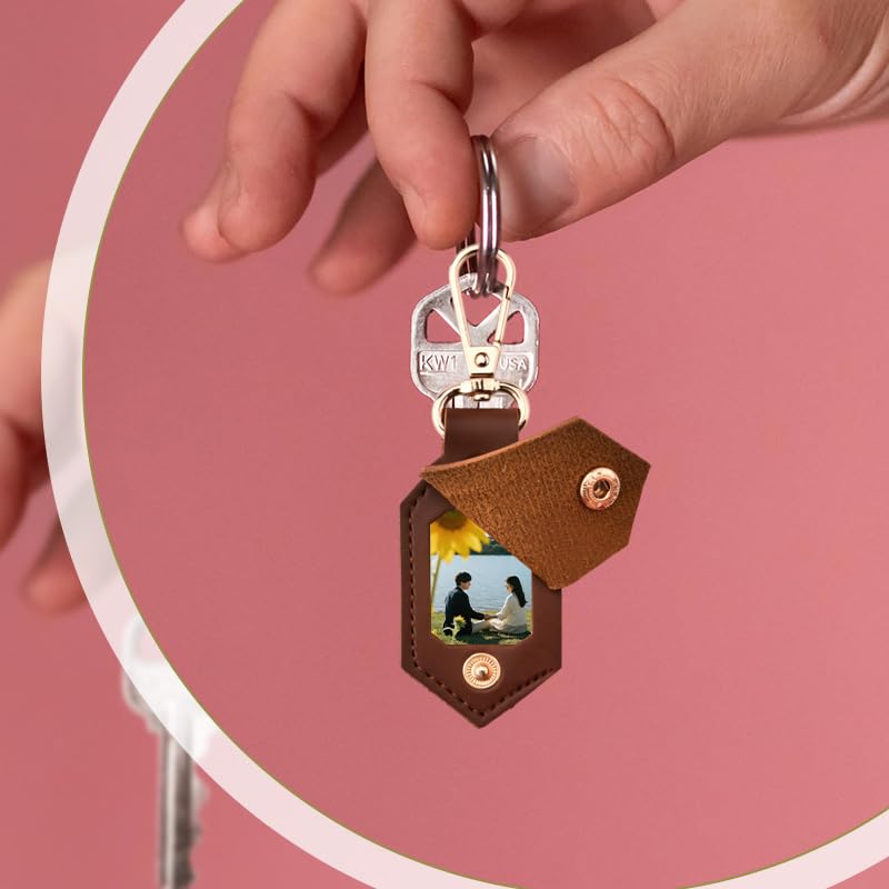 Tofwaol Custom Photo Keychain Leather Personalized Keychain for Women Men Custom Keyring with Picture Diy Photo Key Chain