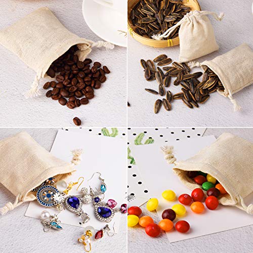 JIAKAI Pack of 20PCS 3x3.7Inch Double Drawstring Cotton Cloth Bag for Small Jewelry Bracelet Beads Spice Gift Bags