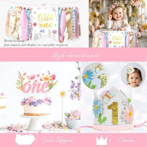 Party Inspo Wildflower First Birthday Decorations Girl, 1st Birthday Decorations Girl, Wild One Floral First Birthday Deco...