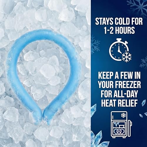 Set of 3 - Neck Cooling Tube for Heat Relief | Reusable Cooling Neck Ring | Wearable ice Pack for hot Weather | Ice wrap f...