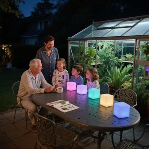 4-inch LED Cube Light, 16 RGB Color Changing Tesseract Cube Lamp with Remote, Waterproof Cordless Rechargeable Cubes Mood ...