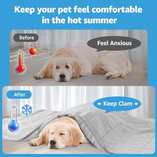 Dog Cooling Blanket, 0.4 Q-MAX Cooling Blanket for Dogs Washable, Cool to Touch Pet Blanket Cooling Comforter Throw for Be...