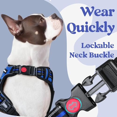 rabbitgoo Dog Harness Medium Sized, No Pull Pet Harness with 3 Buckles, Adjustable Soft Padded Vest with Control Handle, W...