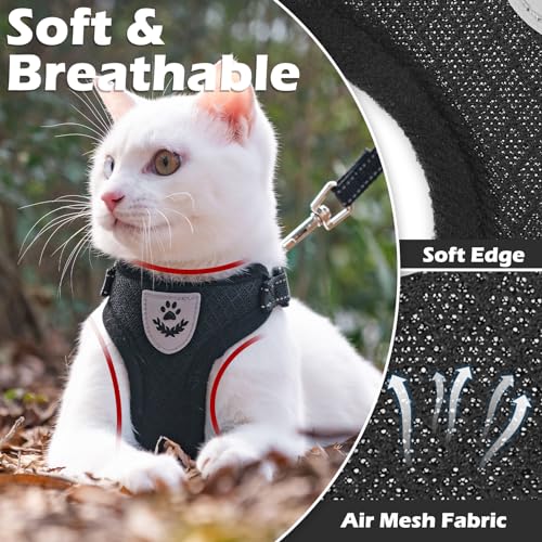 EXPAWLORER Cat Harness and Leash Set - Adjustable Escape Proof, Soft Reflective Vest Harness for Outdoor Walking, Breathab...
