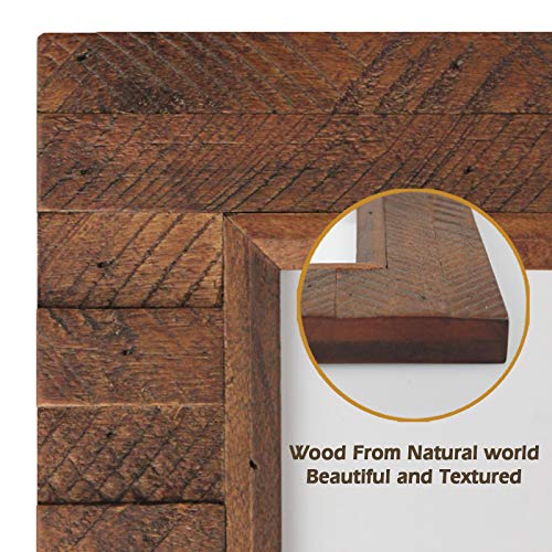 Eosglac Wooden Picture Frame 8x10 inch, Wood Plank Design with Rustic Brown Finish, Wall Mounting or Tabletop Display, Han...