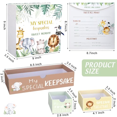 Beeveer Baby Keepsake Box Newborn Memory Organizer with 9 Labeled Compartments First Keepsake Book Gift Box for Pregnancy ...
