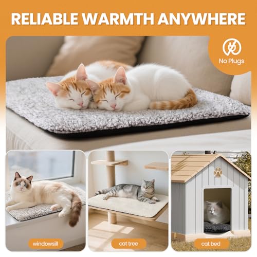 Self Warming Cat Bed Self Heating Cat Dog Mat 24 x 18 inch Extra Warm Thermal Pet Pad for Indoor Outdoor Pets with Removab...
