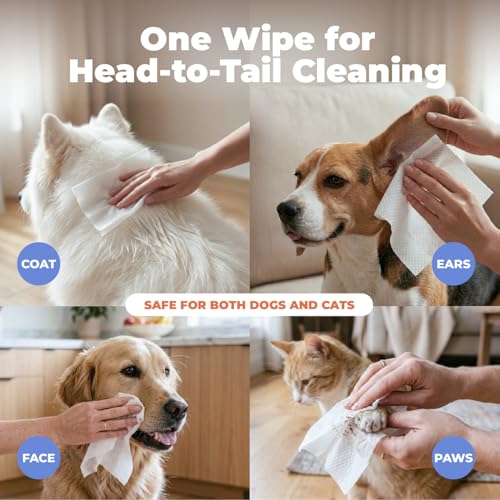 Best Pet Supplies 8" x 9" Large Dog Wipes - Cleaning and Deodorizing for Paws and Coat - Gentle Formula with Lavender Vita...