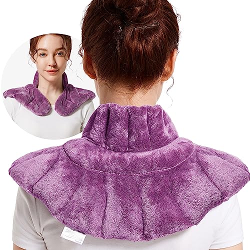 RelaxCoo Microwavable Heating Pad for Neck, Shoulders, and Back - Weighted Neck Warmer with Moist Heat, Purple, Lavender S...
