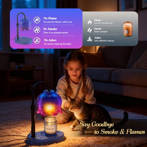 WYghyronic Candle Warmer Lamp with Adjustable Height - Flameless 4-Level Dimmable Wax Warmer, Timer Function & Stylish Des...