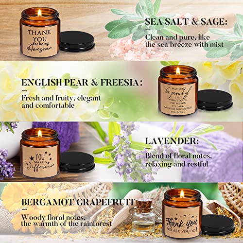 Fumete 4 Pcs Thank You Gifts Candles 3.5 oz Soy Wax Scented Candles Thank You for Being Awesome Inspirational Candle for T...