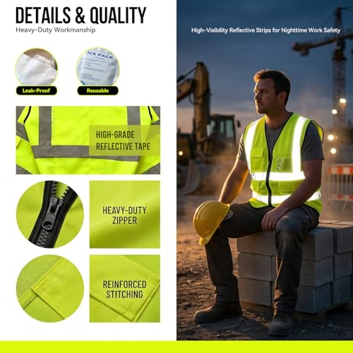 Cooling Vest with 24 Ice Packs, Ice Vest for Men Women, Body Cooling System with 6 Pockets, Stay Cool for Summer Heat, Ref...