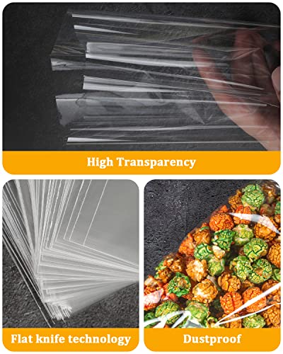 Labeol 160pcs Clear Cellophane Bags 7X14 Treat Bags with Ties Goodie Bag Clear Gift Bag for Packaging Popcorn Party Favor ...