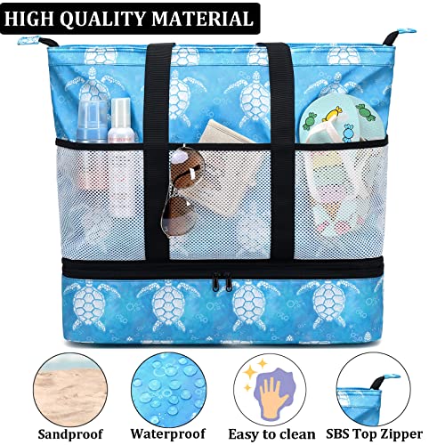 JIANYA Beach Bag Women Waterproof Sandproof Beach Tote Bags with Cooler Top Zipper Large Totes for Pool Travel Daily
