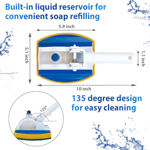 KGC Handheld Pool Scrub Brush with a Replacement Sponge, Pool Must Have Scouring Sponge Pad - Non-Scratch Cleaner for Pool...