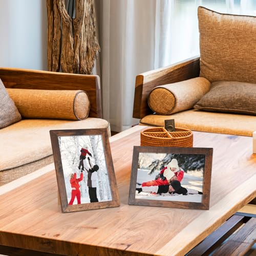 PHAREGE 5x7 Picture Frame Bulk Brown, Set of 18 MDF Wood Grain Frame for Display 5 by 7 Family Wedding Photos on Tabletop ...