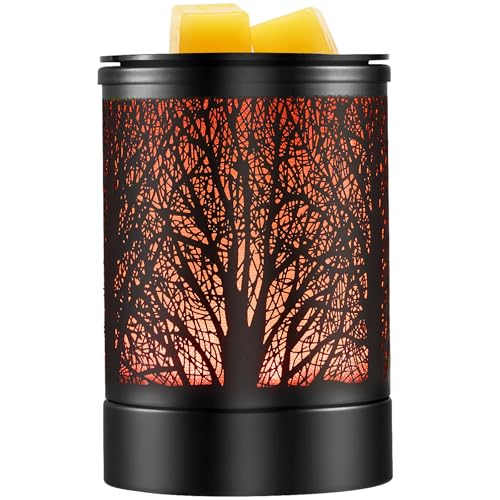 Enaroma Fragrance Wax Melts Warmer with 7 Colors LED Changing Light Classic Black Forest Design Scent Oil Candle Warmer fo...