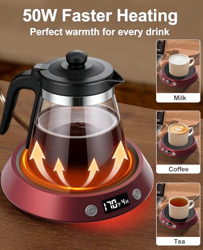 Kepwam Coffee Mug Warmer - 50W Electric Coffee Warmer for Desk 3 Temp Settings & 2-9 Timer Smart Cup Warmer for Desk Candl...
