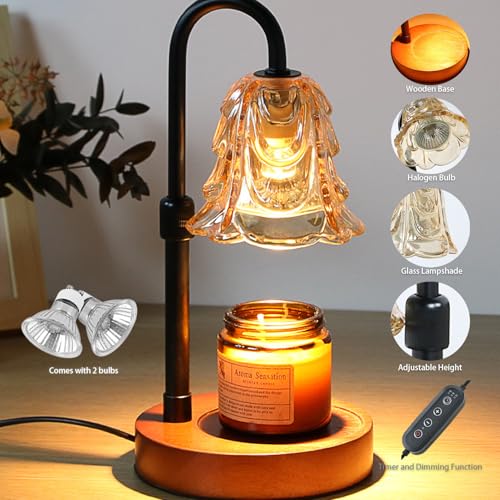 Zholp Dimmable Candle Warmer Lamp with Timer, Adjustable Height, 2 Bulbs - Wax Melt Warmer for Scented Wax and Jar Candle...