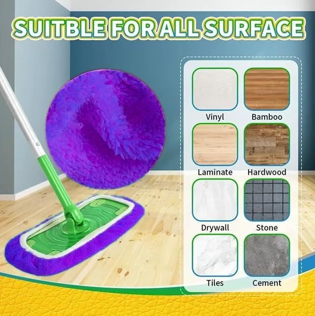 Microfiber Mop Pads - 4 Pack Reusable Washable Refills for Wet & Dry Floor Cleaning - Fits Most Standard Mops - Purple Hou...