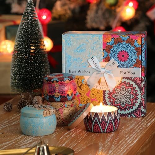 Candle Gift Set for Women, 4 Pack Long Lasting Lavender Scented Soy Candles, Aromatherapy Candles for Home Relaxation, Ide...
