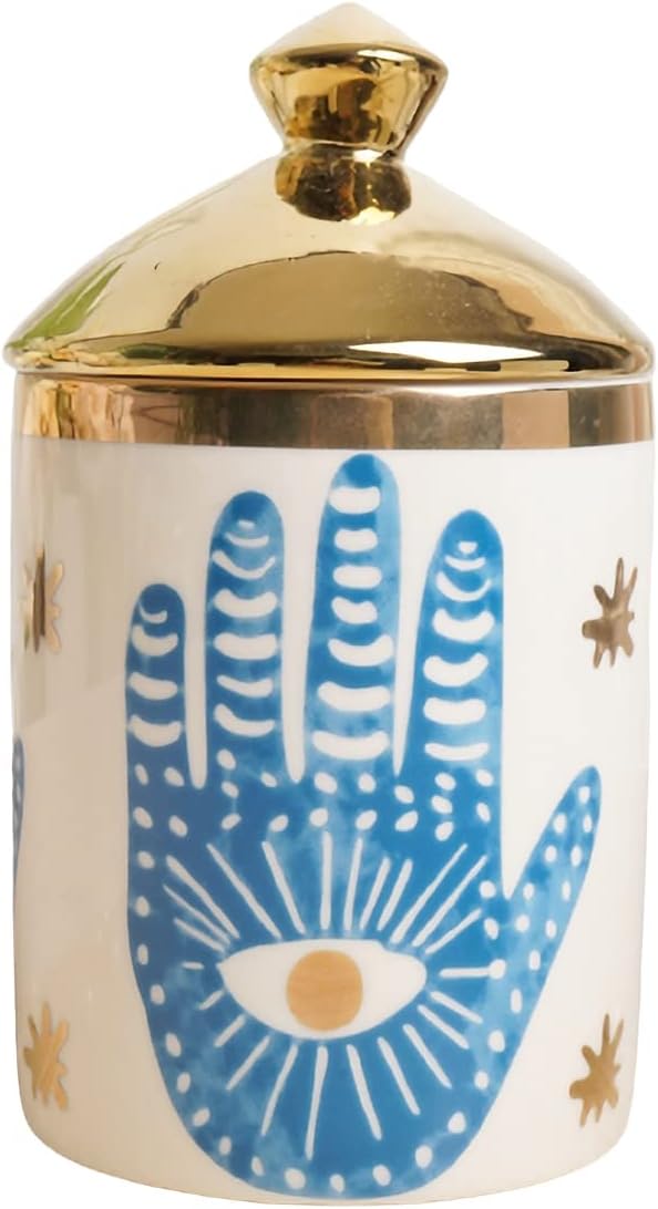 Beccalame Big Eye Aromatherapy Candle Jar With Lid Ceramic Makecup Cotton Swab Holder Home Deocrative Bottler, Home Firepl...