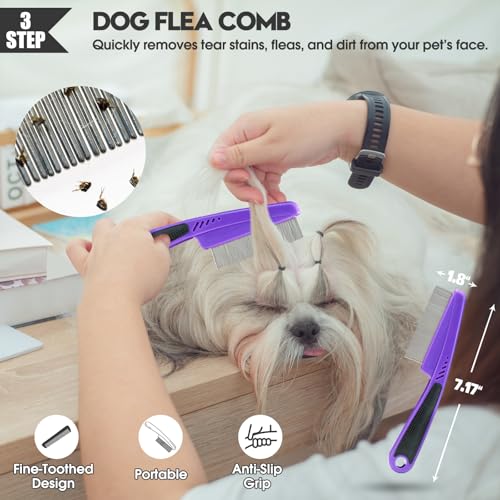 Bonteck Dog Slicker Brush for Dogs Grooming Kit 4PCS | Large Dog Brush for Goldendoodles Poodles Doodles | Long Pin Haired...