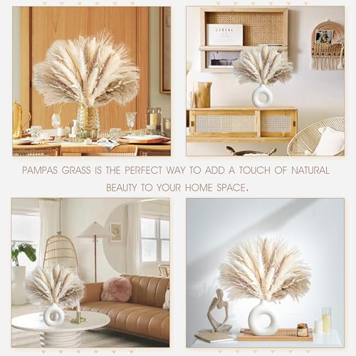 70PCS Natural Dried Pampas Grass Boho Home Decor Bouquet Phragmites Dried Flowers Bouquet for Wedding Floral Arrangements ...