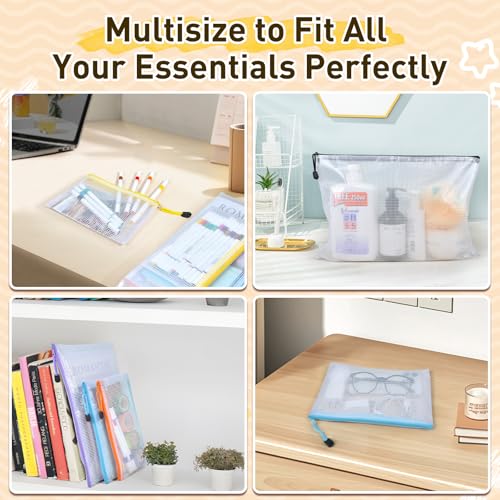 26pcs Mesh Zipper Pouch Bags, 8 Sizes Plastic Zippered Storage Bags for Organizing, Clear Pouches with Zipper, Waterproof ...