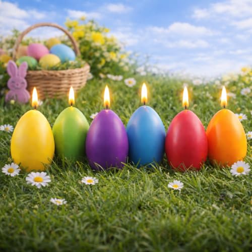 6 Pcs Easter Egg Candles Gift Set, Flower Scented Candles, Each 2.8 oz, 2.56x1.77 inch, Easter Spring Home Decor