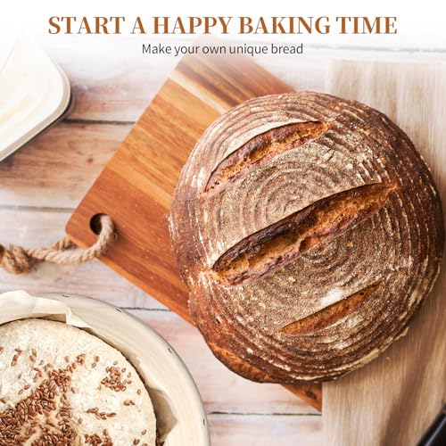 Dimpola Banneton Bread Proofing Basket - 9 inch Banneton Basket Set of 2 Sourdough Proofing Basket Round Proofing Bowls Ha...