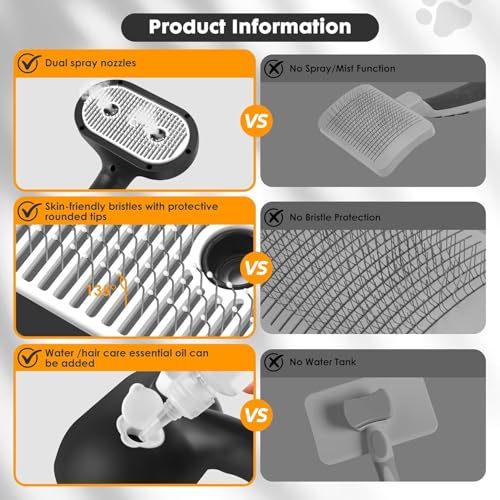Cat Steam Brush for Grooming and Shedding for Long and Short Hair Pets Deshedding and Hair Removal tool for Dogs & Cats Se...