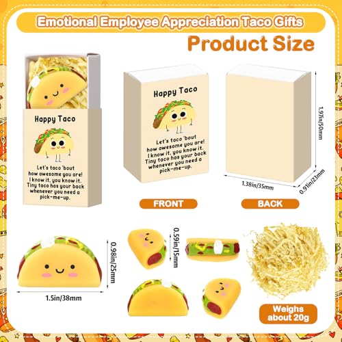Wettarn 72 Sets Taco Positive Gifts Cute Stress Balls with Support Boxes Mexican Party Favors for Cinco De Mayo Fiesta Gif...