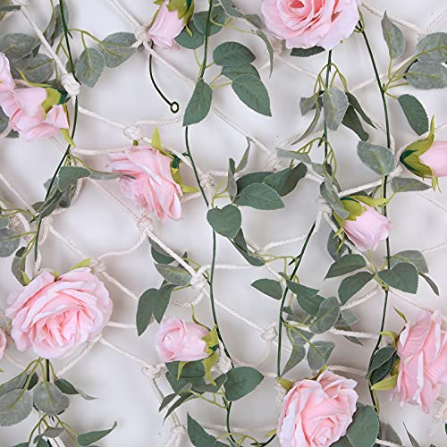 TELDRASSIL 4Pcs(26 FT) Artificial Rose Vine Fake Flower Garland Fake Silk Rose Hanging Vine for Wedding Party Background A...