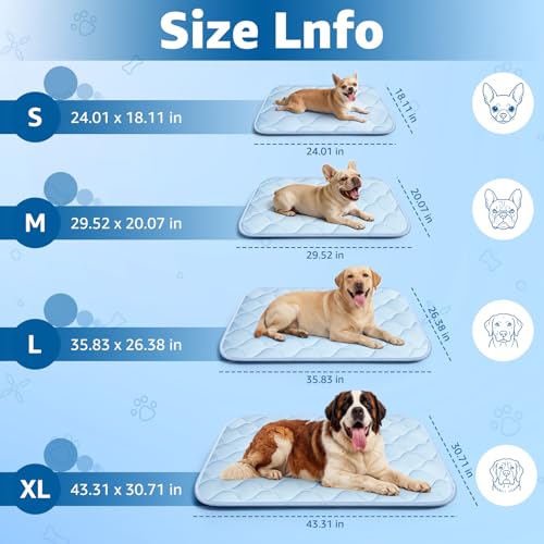 QOKO Cooling Mat for Dogs and Cats 24" x 18", Premium Pet Cooling Bed Indoor Outdoor with Waterproof Cover & Ice Silk, Sum...