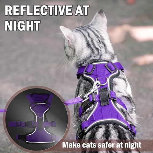 PUPTECK Cat Harness and Leash Set Escape Proof for Walking, Breathable Mash Vest Adjustable Harness for Cats Puppy Small A...