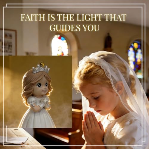 WANCHIY First Communion Gifts for Girls - 1st Holy Communion Gift with Prayerful Girl Figurine, Keepsake Box & Pearl Brace...