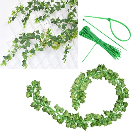 12 Pack Fake Vines for Room Decor Artificial Ivy Garland with Clip Green Flowers Hanging Plants Faux Greenery Leaves Bedro...