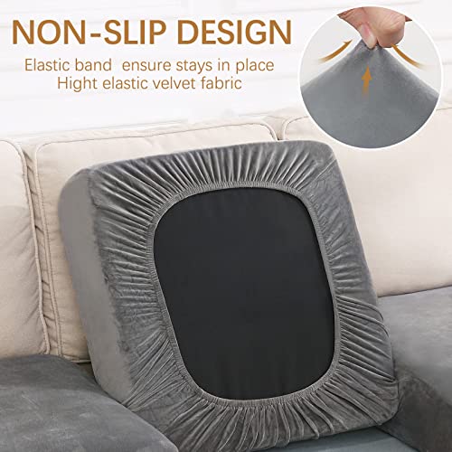 hyha Velvet Couch Cushion Covers, Stretch Chaise Lounge Sectional Couch Seat Covers L Shape for Sectional Sofa, Soft Sofa ...