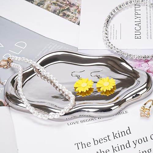 BIGPIPI Ceramic Jewelry Tray Dish for Ring Key Trinket, Cute Cloud Shape Decorative Jewelry Plate Holder Room Decor Aesthe...