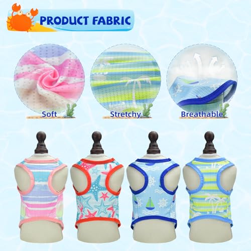 LyssKMK 4-Pack Dog Cooling Shirt Dog Summer Tank Tops Puppy Cooling Quick Dry Sleeveless Shirts with Stripe Beach Seafish ...