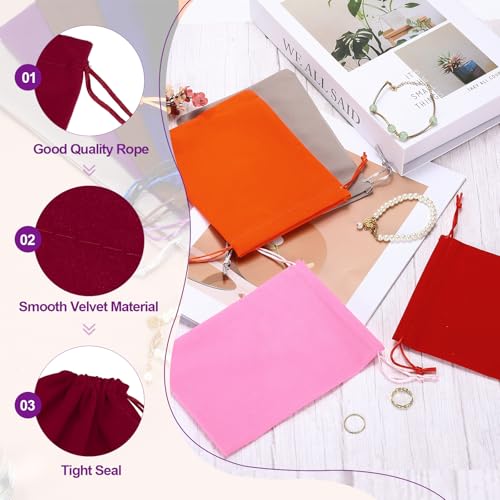 PATIKIL 6 Pcs Velvet Drawstring Bags, 8 x 10 Inch Large Velvet Cloth Jewelry Gift Pouches with Drawstring, Favor Candy Bag...