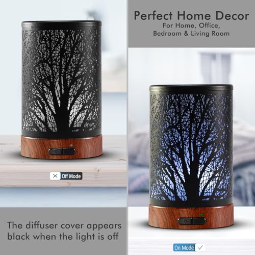 EQUSUPRO Essential Oil Diffuser 150ml Black Metal Aromatherapy Oil Diffuser Ultrasonic Cool Mist Diffuser with Auto Shut-O...