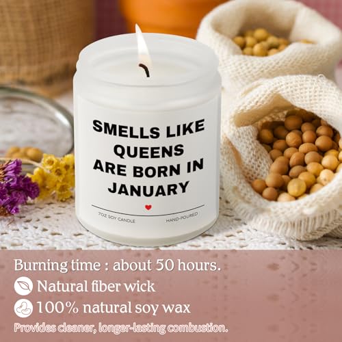 Aremdys Birthday Gifts for Women, January Candle for Queens are Born in January, 20th 30th 40th 50th Happy Bday Gifts Idea...