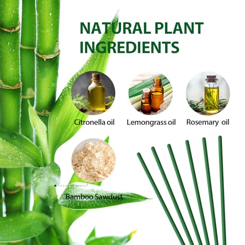 KICKOUTOR® Mosquito Repellent Outdoor Patio 120 PCS Citronella Oil Mosquito Incense Sticks Natural Organic Mosquito Barrie...