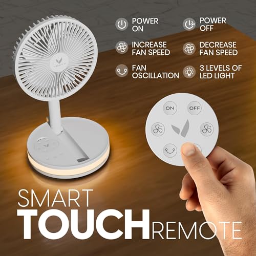 VENTY Portable Fan - Wireless Battery Operated Fan - 4 Speeds - LED Lighting - Carry Case & Remote Control - Cruise Travel...